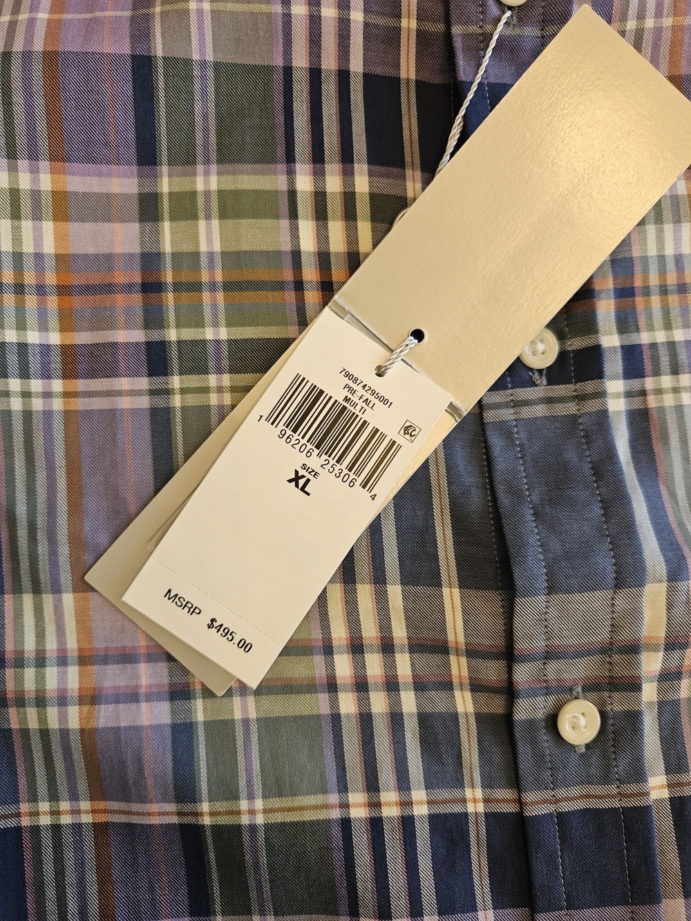 Ralph Lauren Purple Label Navy, Purple & Light Blue Plaid Dress Shirt - Picture 5 of 6